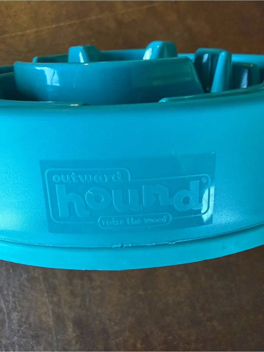 Outward Hound Teal Slow-Feed Dog Bowl - large pet feeder